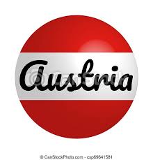 Austria flag color value estimates. Round Button Icon Of National Flag Of Austria With Inscription Of Country Name In Modern Style And Reflection Of Light Canstock