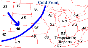 cold front transition zone from warm air to cold air