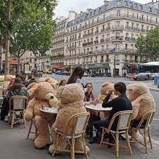 Teddy bear mobile brings the fun of animal stuffing to you! Mignonettetakespictures On Instagram Social Distancing In A Cafe In Paris Giant Teddy Giant Teddy Bear Teddy Bear