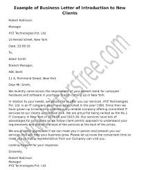 Download sample introduction letter to client letter in word format. Sample Business Letter Of Introduction To New Clients Example