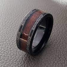 Black Wood Ring Black Wedding Band Celtic Ring Mens Tungsten Wedding Rings For Men Wooden Ring Whiskey Barrel Ring Celtic Wedding Band In 2021 Celtic Wedding Bands Mens Wedding Rings Tungsten