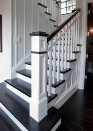 Black And White Stair Railing Ideas Newel Post And Balusters Stairway Design Traditional Staircase White Staircase