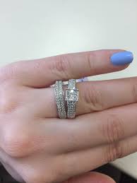 Rings On Hand Bridal Set Br169w Engagement Ring And Ladies Wedding Band Womens Wedding Bands Engagement Ring On Hand Wedding Ring Trio Sets