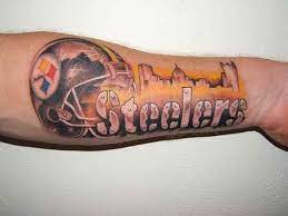 Pittsburgh steelers temporary tattoos & hair scrunchie official nfl brand new. Pittsburgh Steelers Helmet With Wording Tattoo On Mens Forearm