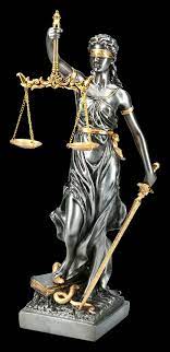 Mittlere Justitia Figur - Göttin der Gerechtigkeit - silber gold | Veronese  | www.figuren-shop.de