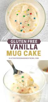 Gluten Free Vanilla Mug Cake Microwave In Minutes In 2020 Vanilla Mug Cakes Gluten Free Cake Recipe Gluten Free Vanilla
