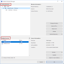 Method 1 is fully embedded in a single project file, method 2 leverages an external library. Hotlink Module Manager