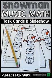Winter Music Activities Snowman Music Math Task Cards Slideshow Music Math Music Activities Winter Music Activities