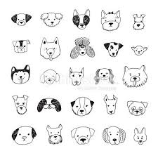 Dog Face Cartoon Vector Doodle Hand Drawn Illustrations Set Dog Drawing Simple Cartoon Dog Drawing Dog Face Drawing