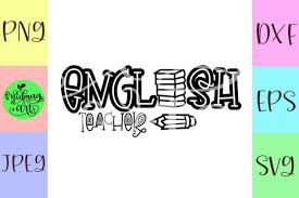 When i originally shared this as a silhouette cutting file this i made it print and cut with just single printed phrase at the top and i decorated it with washi tape. English Teacher Back To School Graphic By Midmagart Creative Fabrica English Teacher Teacher Back To School