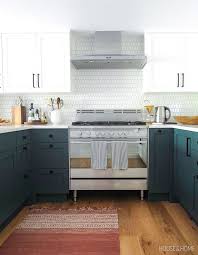 Blue Green Cabinets Add Flair To This Eclectic Family Kitchen Elegant Kitchen Design Kitchen Design Small Kitchen Remodel Small