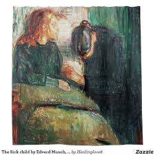 эдвард мунк Self Portrait Between The Clock And The Bed The Sick Child By Edvard Munch Shows Sofie At Her Shower Curtain Zazzle Com In 2020 Edvard Munch Artist Painting