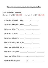Percentage Increase And Decrease Using A Multiplier Fill In The Blanks By Je In 2020 Word Problem Worksheets Paragraph Writing Worksheets Number Recognition Worksheets