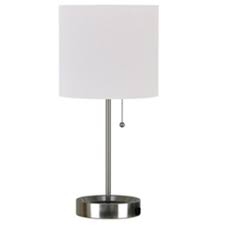 Find the perfect home furnishings at hayneedle, where you can buy online while you explore our room designs and curated looks for tips, ideas & inspiration to help you along the way. Hampton Bay 17 In Brushed Nickel Table Lamp With Power Outlet 22169 000 The Home Depot