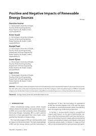 Pdf Positive And Negative Impacts Of Renewable Energy Sources