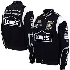 Nascar racing jacket youth kids small xuc jimmy johnson lowe's 2006. Mens Jimmie Johnson Black Lowe S Uniform Twill Jacket Twill Jacket Jackets Nascar Jackets