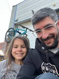 these guys tuned up BOTH bikes in record time !@ Chris needed his front  wheel true ❧ front&rear brakes adjusted ❧ handlebar stem raised as much as  possible within safety limits ☮