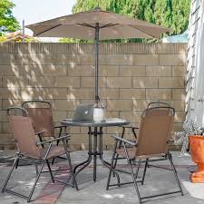 Maybe you would like to learn more about one of these? 6 Pieces Outdoor Patio Dining Set With Umbrella Table And 4 Folding Chairs Beige On Walmart Accuweather Shop