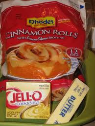 Cinnamon Rolls With Pudding Mix And Melted Butter On Top Before Baking Rhodes Cinnamon Rolls Food Cinnamon Rolls