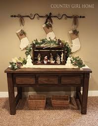 Suspend The Rod On The Mirror Hooks Or From The Ceiling Hooks For A Temporary Solution For Stockin Country Girl Home Christmas Nativity Scene Christmas Display