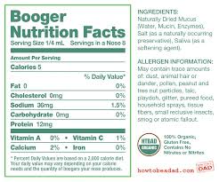 booger nutrition facts instructional diagrams how to