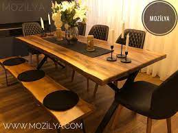mozilya alaca dogal ahsap kutuk masa mozilya alaca natural wood dining table live edge dining table dining table farmhouse kitchen tables