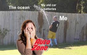 Standard every day water out of the tap or the ocean isn't an insulator. Throwing Car Batteries Into The Ocean Know Your Meme