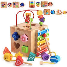 24 Hours Only Aituitui Multi Function Wooden Activity Cubes 5 In 1 Center Bead Maze Roller Coaster Presch Activity Cube Baby Activity Cube Montessori Toys