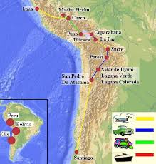 Bolivia and chile, hopefully from la paz to santiago, especially since flights between these areas are such a bother and extremely costly. Map Of The Andes Of Chile Bolivia And Peru Bolivia Peru Chile