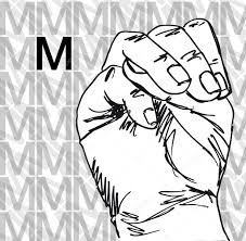 The use of the hands to represent individual letters of a written alphabet is called 'fingerspelling'. Sketch Of Sign Language Hand Gestures Letter M Stock Vector Image By C Designfgb 10531819