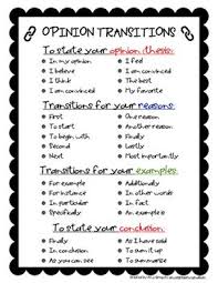 Opinion Transition Words Transition Words Writing Transition Words Writing Transitions