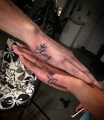 51 King And Queen Tattoos For Couples Stayglam Couples Tattoo Designs Palm Tattoos Hand Tattoos