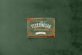 Download Vintage Rusty Metal Plate Mockup In Indoor Advertising Mockups On Yellow Images Creative Store