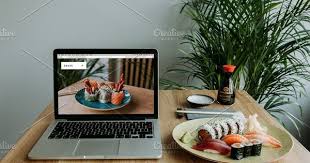 Macbook Pro Mockup At Sushi Bar Menu Restaurant Sushi Bar Restaurant Menu Design