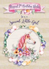 Message 7th Birthday Wishes For Daughter Happy 7th Birthday To A Special Little Girl Pretty Unicorn And Flowers Card Ad Affiliate Speci Happy 8th Birthday Happy 12th Birthday Happy 10th Birthday