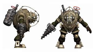 Bioshock Infinite Handyman Concept Art This Large And Intimidating Sprite For A Big Daddy In Bioshock Shows The Character In Two Angles Showing Its Equipment And Scale Fandom Imagens Legais Legal