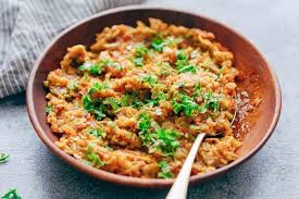 Aubergine Indienne Baigan Bharta Recette Recette Aubergine Recettes Indiennes Recettes Indiennes Vegetariennes