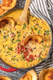 Loaded Cowboy Queso Is The Ultimate Super Bowl Dip This Easy Appetizer Is Loaded With Velveeta Pepper Jack Black Beans Rotel Food Recipes Cooking Recipes