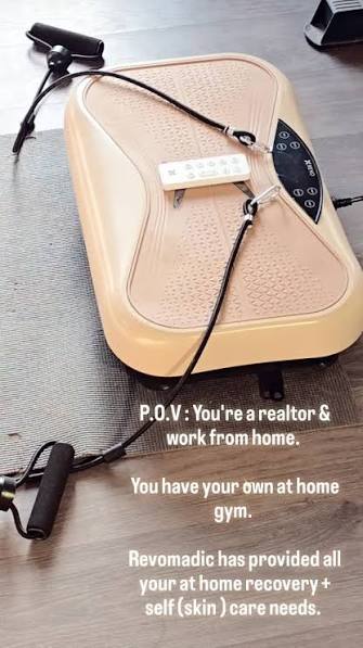 All recovery + self ( and skin ) care needs are met at home because of @revomadic ✨️ and I get to work while taking care of myself. Win / win. , REVO WAVE : vibration plate used for full body muscle ...