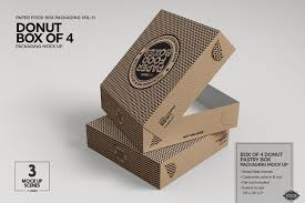 Download Box Of Four Donut Pastry Box Mockup Packaging Mockup Food Box Packaging Box Mockup