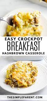 Make Ahead Crockpot Breakfast Casserole With Hashbrowns Is Perfect For The Hol Slow Cooker Breakfast Casserole Slow Cooker Breakfast Breakfast Crockpot Recipes