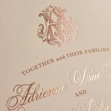 Rose Gold Foil Custom Monogram Wedding Invitations By Ecru Stationery Design Custom Wedding Monogram Monogram Wedding Invitations Monogram Wedding