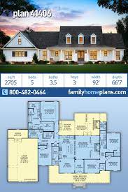 3 to 4 bedroom country ranch, garage, master suite with private terrace, huge covered balcony, 2 family rooms. Farmhouse Style House Plan 41406 With 5 Bed 4 Bath 3 Car Garage Ranch House Plans Farmhouse Style House House Plans Farmhouse