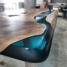 Walnut Wood Epoxy Resin Table Wood Table Design Wood Resin Table Resin Furniture