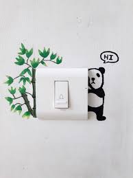 Cute Panda Design For Switch Board Wall Painting Decor Wall Drawing Funny Wall Art
