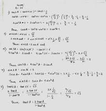 {\tg \alpha = \dfrac {\sin \alpha}{ \cos \alpha} = \dfrac{1}{\ctg \alpha}}. If A 30 Verify That 1 Cos 2a Cos 2a Sin 2a 2cos 2 A 1 2 Sin 2a 2sin A Cos A 3 Cos 3a 4cos 3a