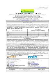 Karur vysya bank limited ( nse india symbol : Draft Letter Of Offer Karur Vysya Bank