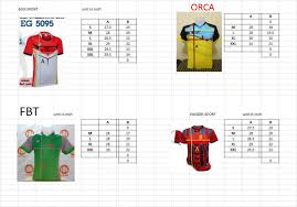 Sport Jersey Sizing Chart