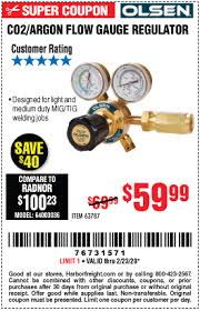 Olsen Co2 Argon Flow Gauge Regulator For 59 99 Tig Welding Jobs Harbor Freight Tools Welding Jobs