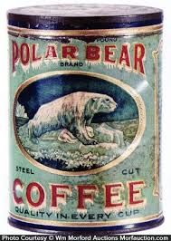 While many bears are omnivorous, polar bears are almost exclusively carnivorous. Polar Bear Coffee Can Antique Advertising